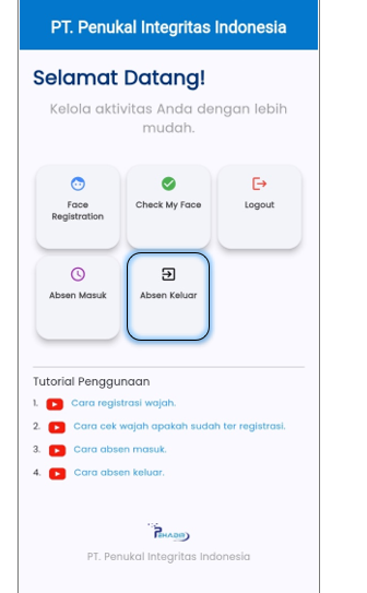 Menu Absen Keluar
