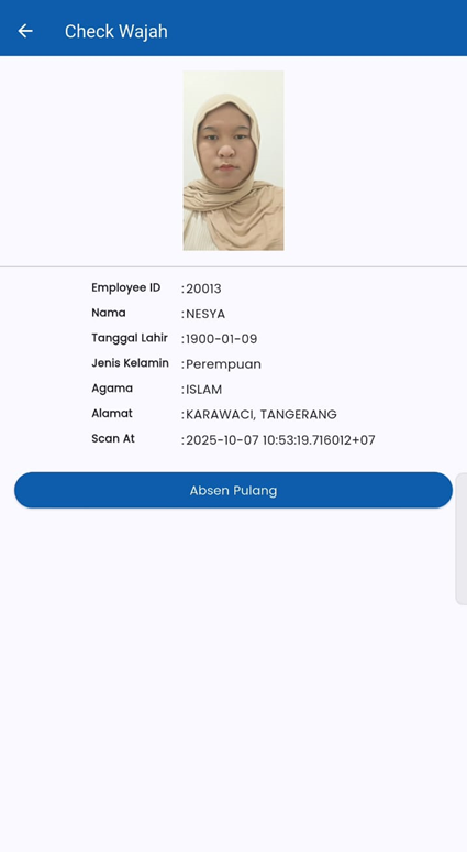 Tombol Deteksi Wajah Absen Keluar