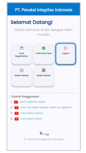 Menu Logout Pehadir AI