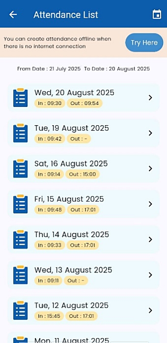 Fitur Attendance List