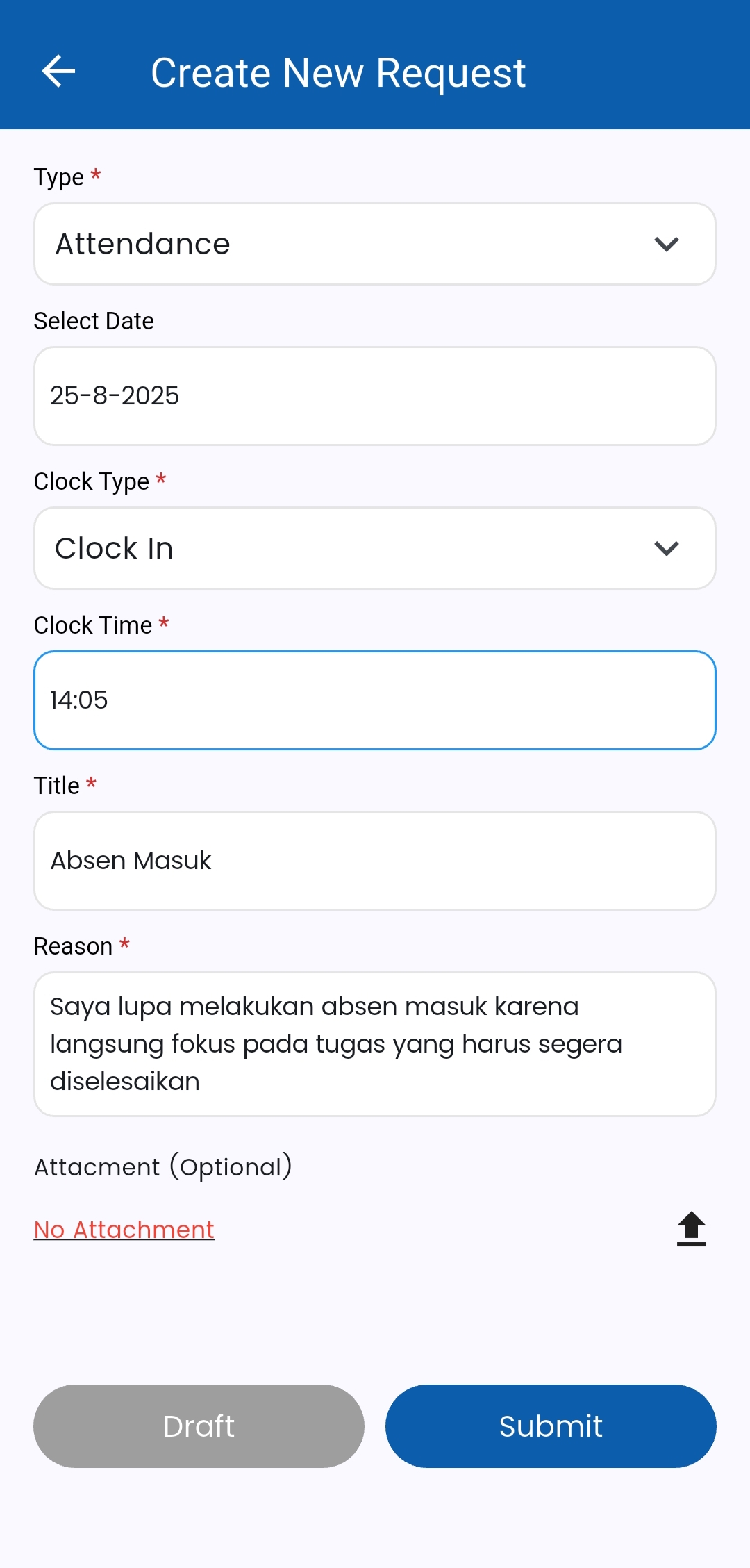 Fitur Request Attendance