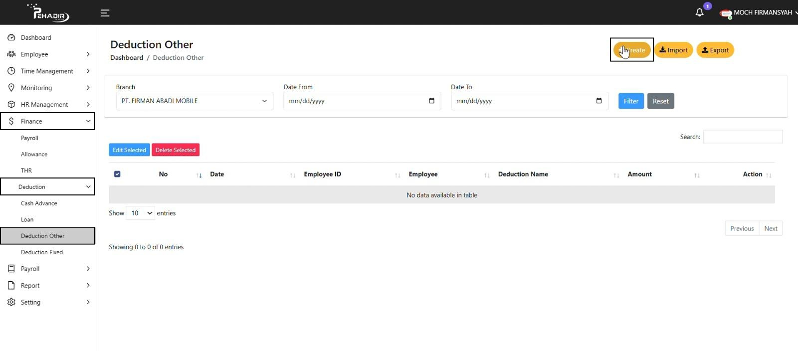 Fitur Deduction Other