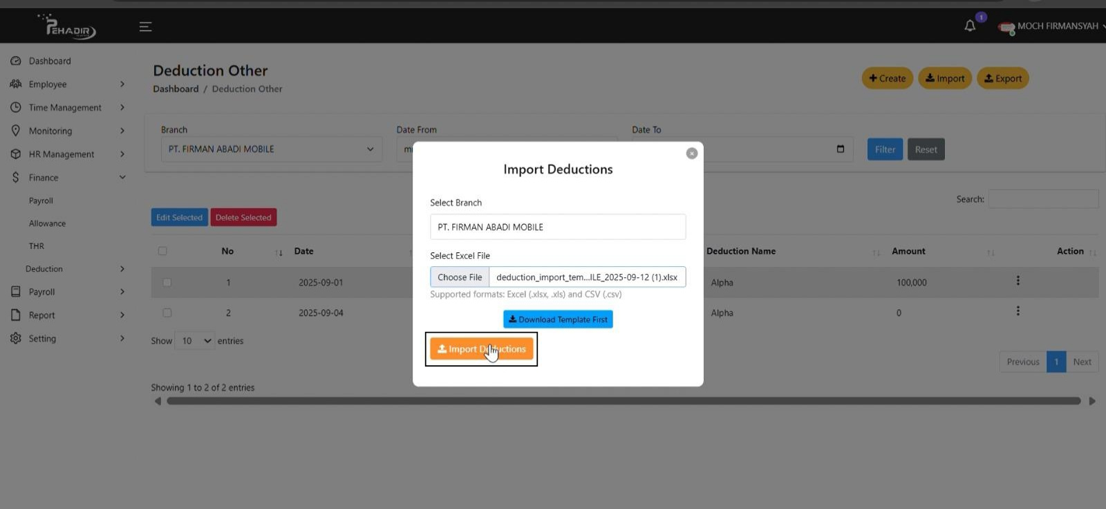Fitur Deduction Other