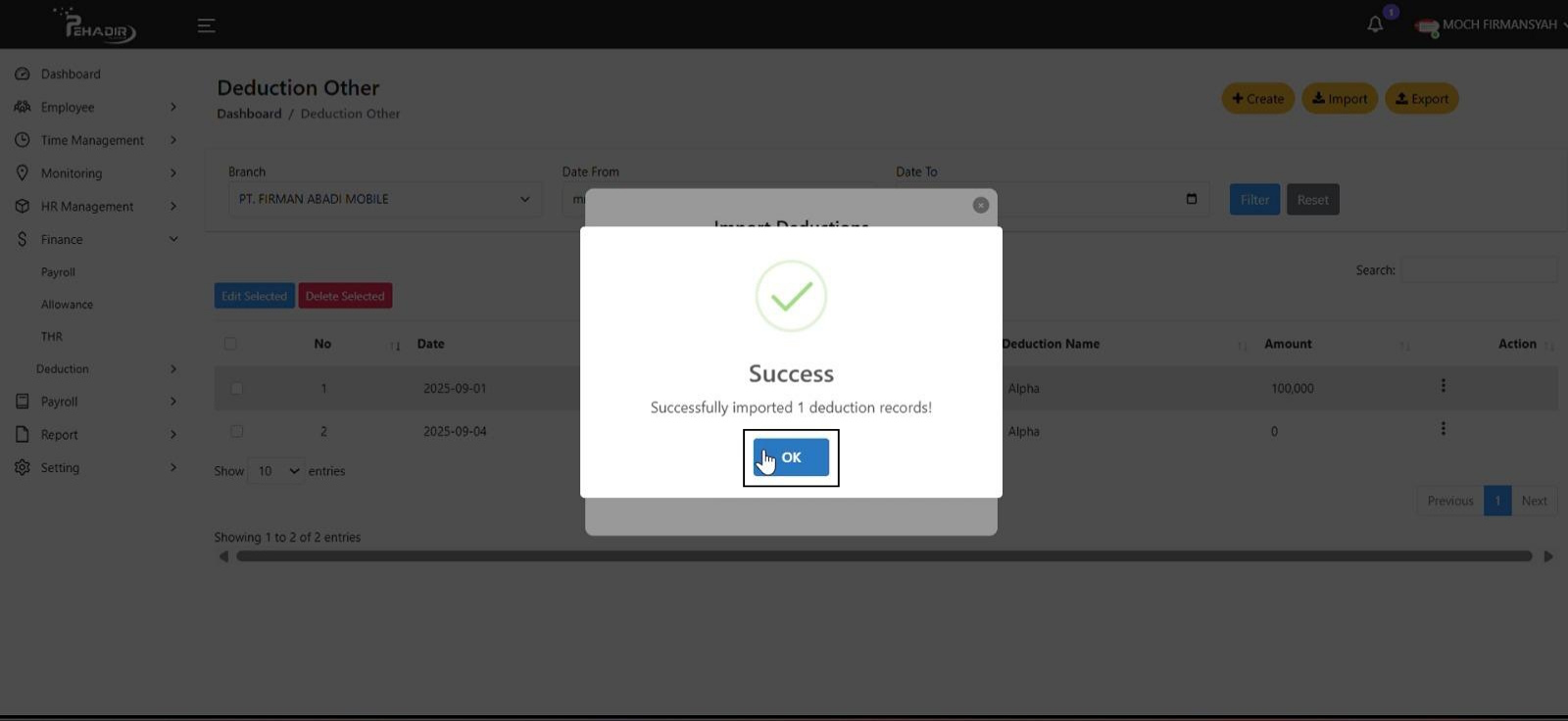Fitur Deduction Other