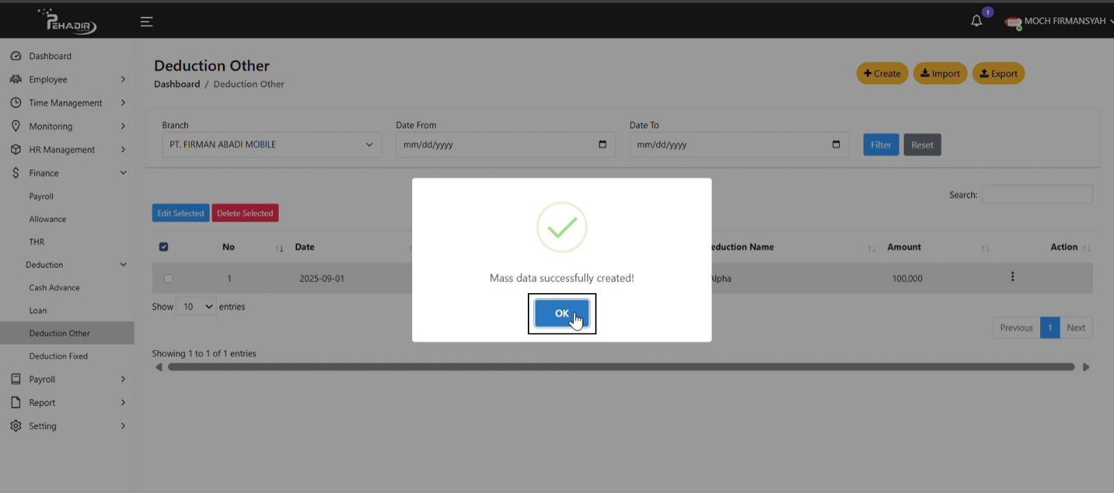 Fitur Deduction Other