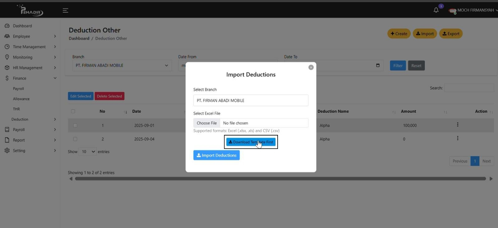 Fitur Deduction Other