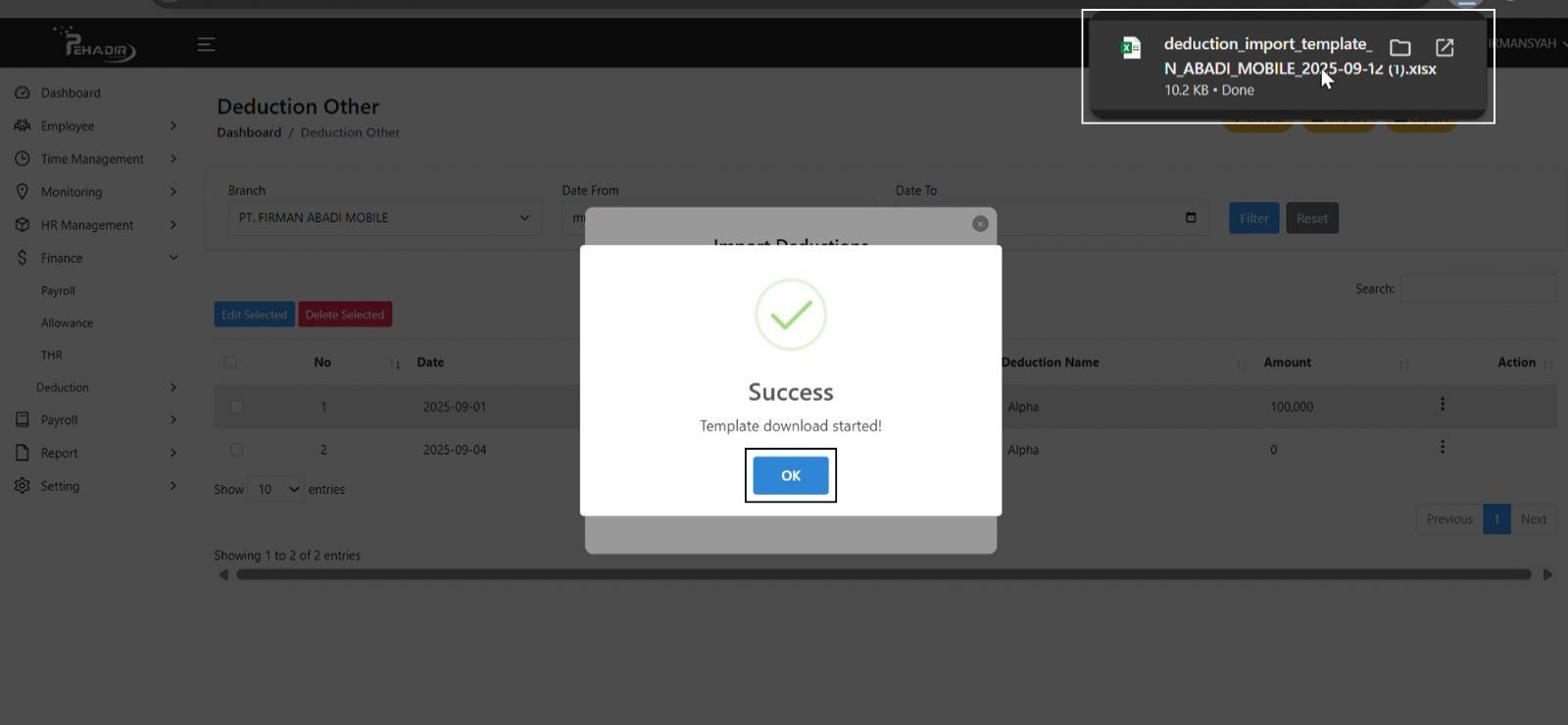 Fitur Deduction Other