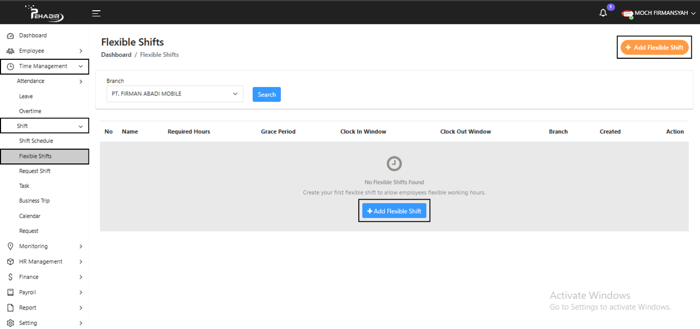 Fitur Flexible Shift