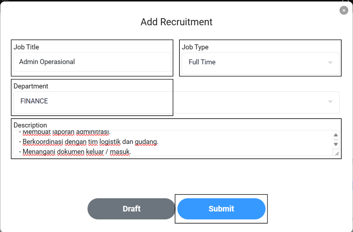 Fitur Input Lowongan