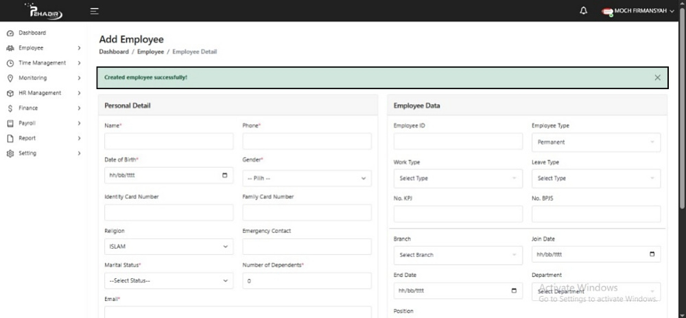 Fitur Manage Employee