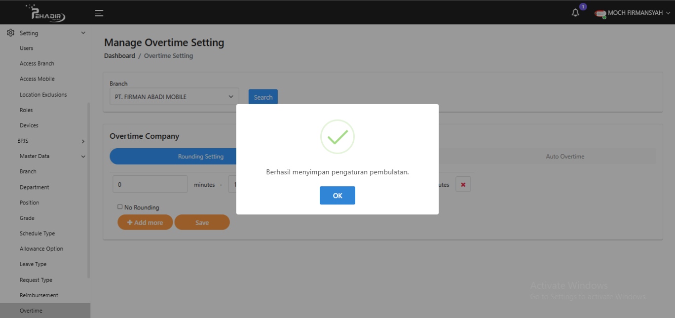 Fitur Manage Overtime