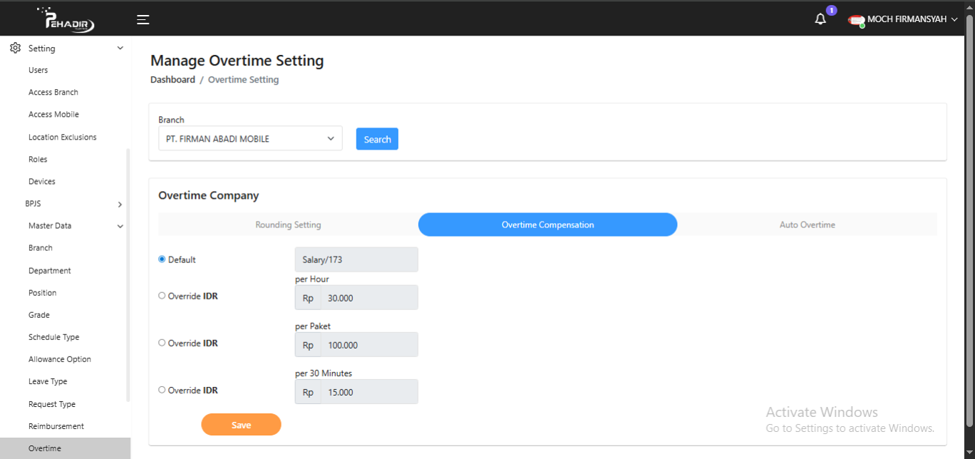 Fitur Manage Overtime