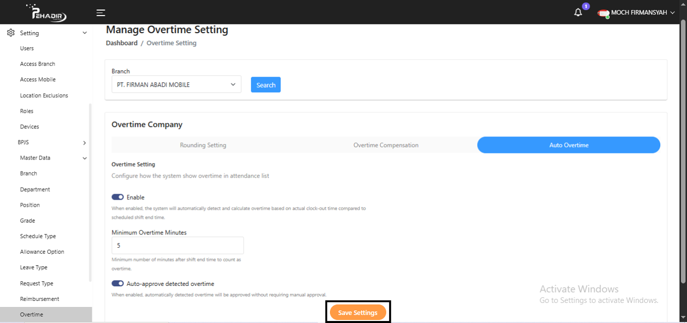 Fitur Manage Overtime