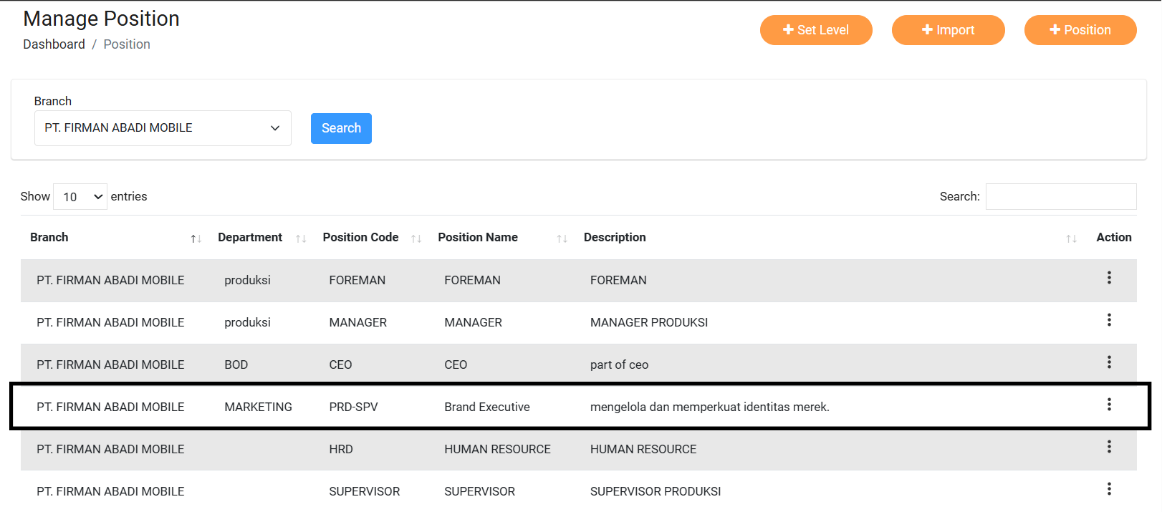 Fitur Manage Position