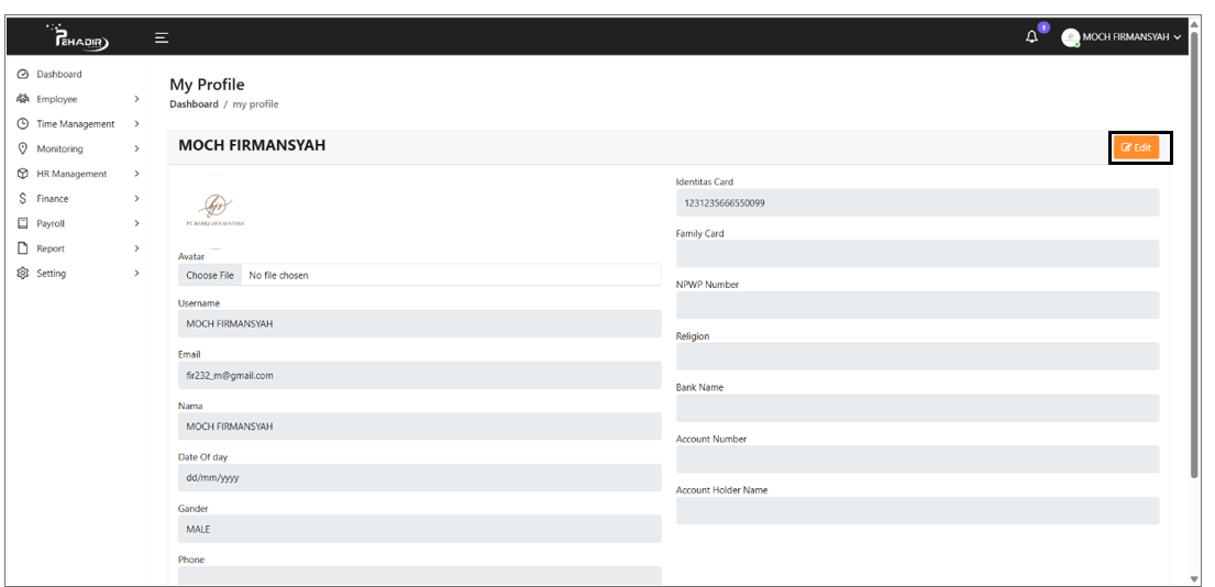 Fitur My Profile - Edit