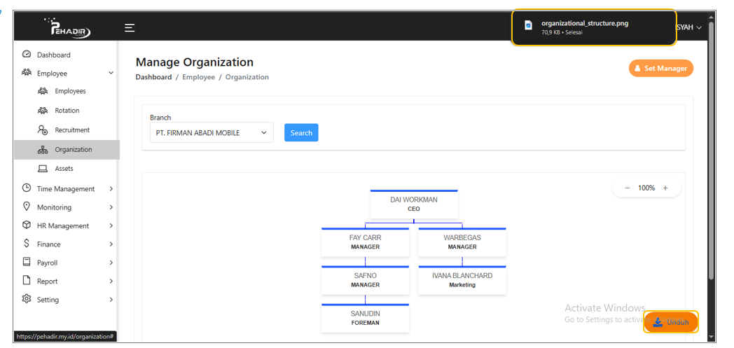 Unduh Struktur Organisasi Pehadir