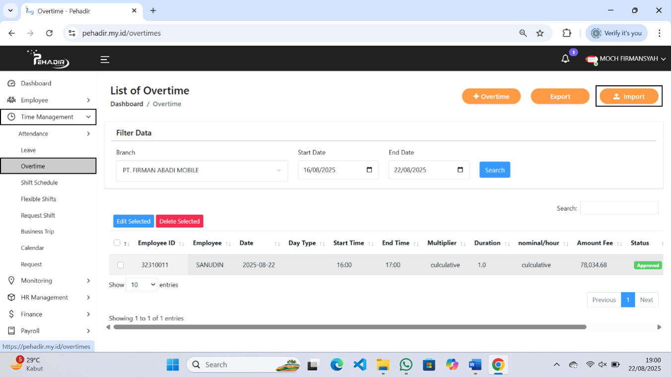 Fitur Overtime