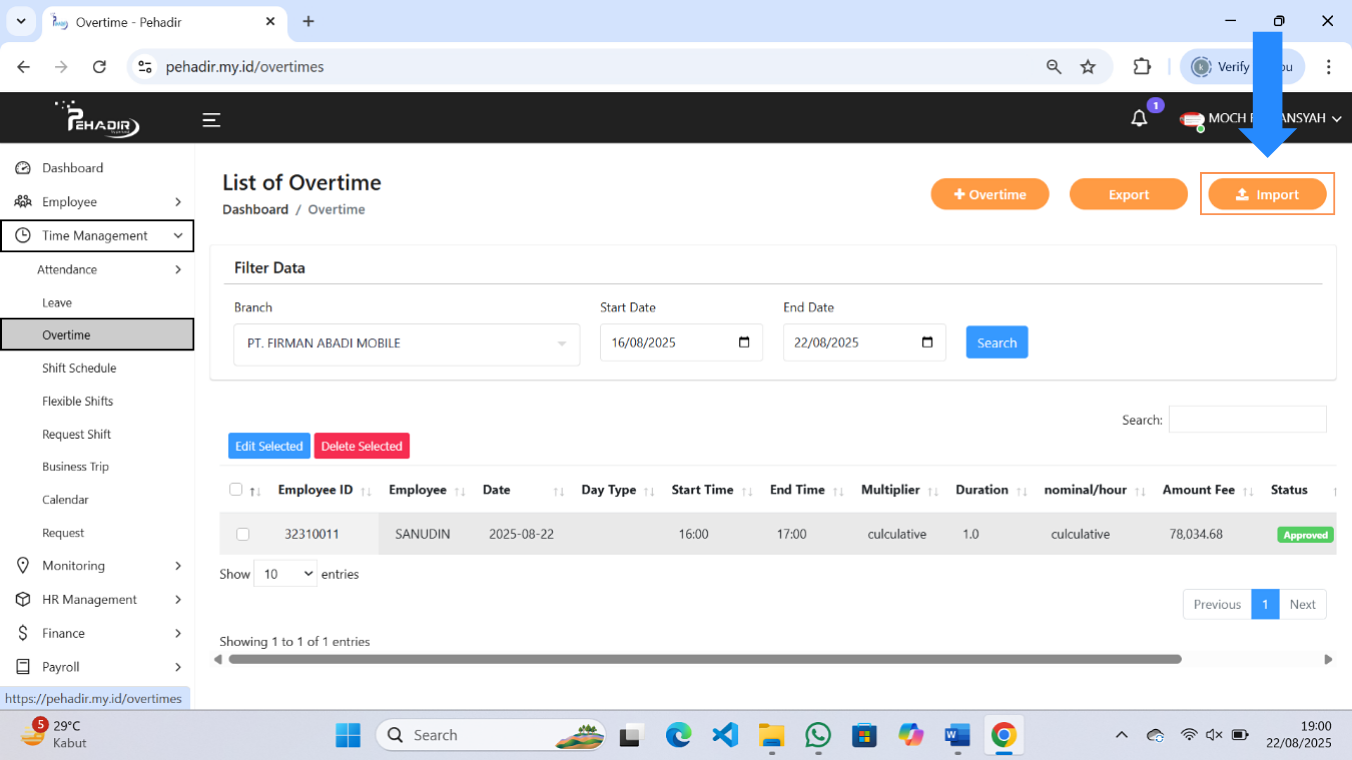 Fitur Overtime