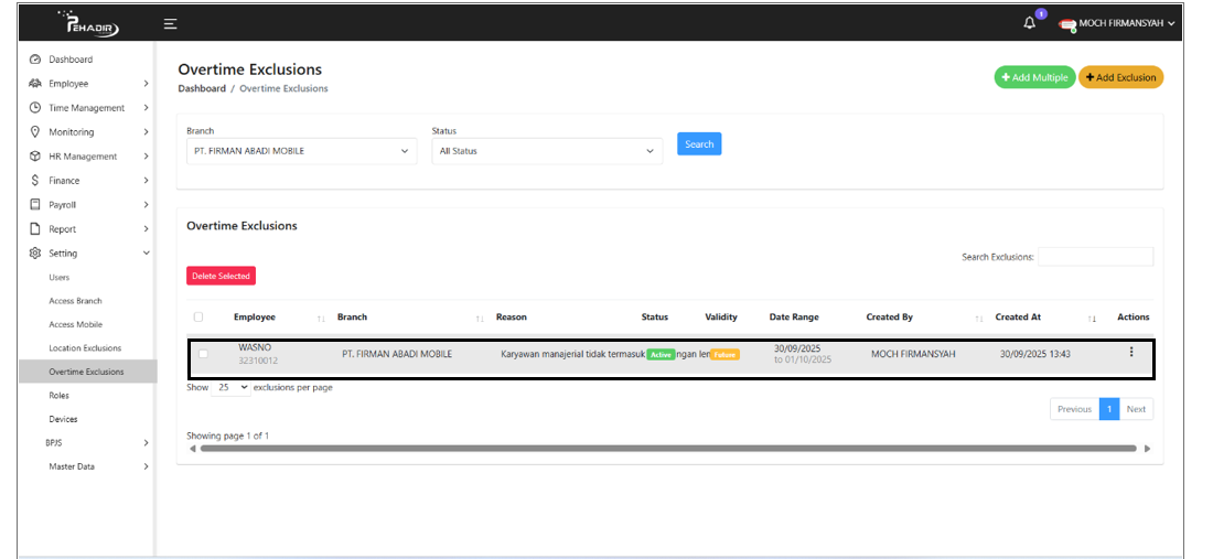 Simpan Multiple Exclusions
