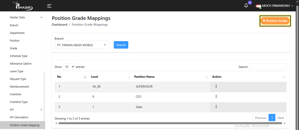 Fitur Position Grade Mapping