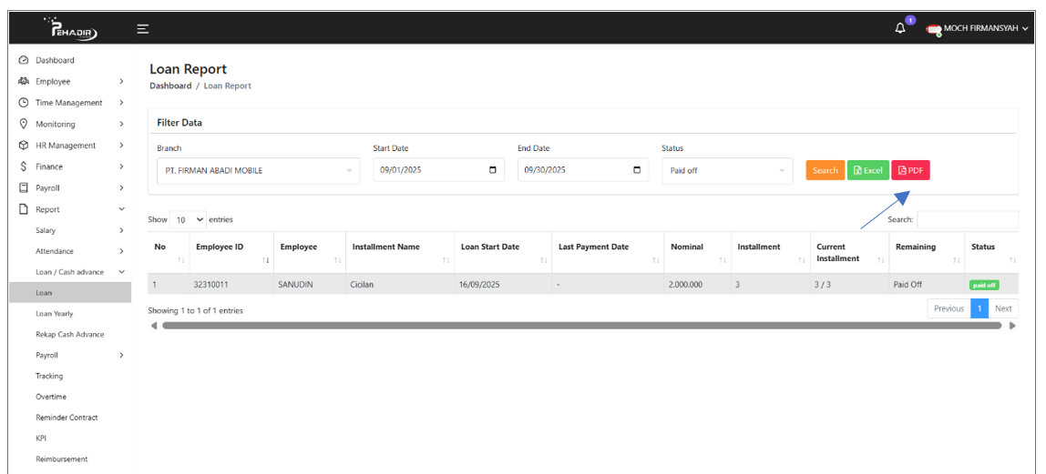 Print PDF Loan Report