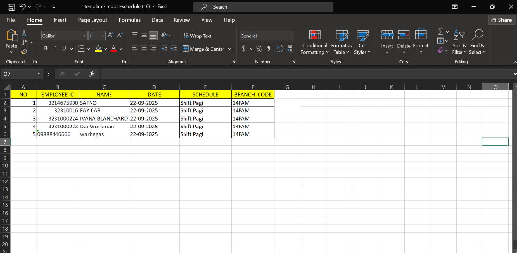 Fitur Shift Schedule